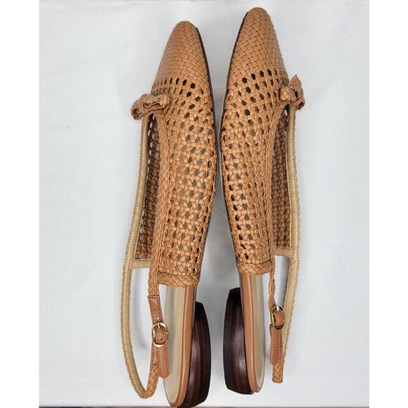 Talbots Eden Woven Slingback Flats Size 10M Beige Slip On Buckle Sandals Shoes - Picture 8 of 9